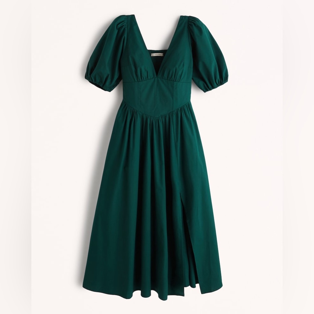 Abercrombie Fitch Puff Sleeve Corset MIDI Dress XL